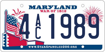 MD license plate 4AC1989