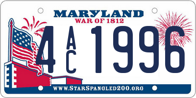 MD license plate 4AC1996