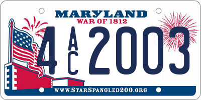 MD license plate 4AC2003