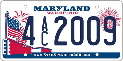 MD license plate 4AC2009