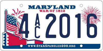 MD license plate 4AC2016