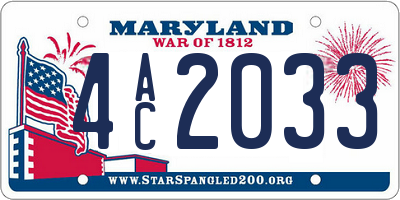 MD license plate 4AC2033