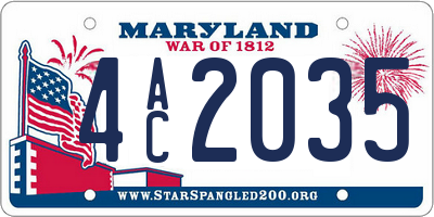 MD license plate 4AC2035