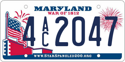 MD license plate 4AC2047