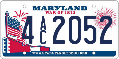 MD license plate 4AC2052