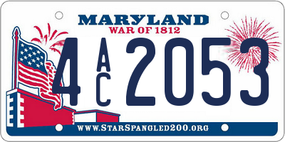 MD license plate 4AC2053