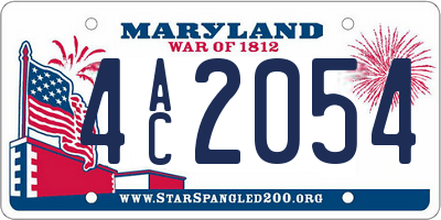 MD license plate 4AC2054