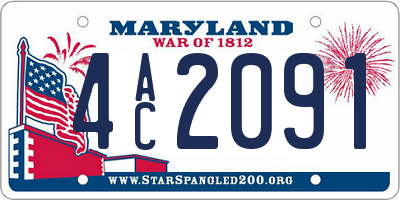 MD license plate 4AC2091