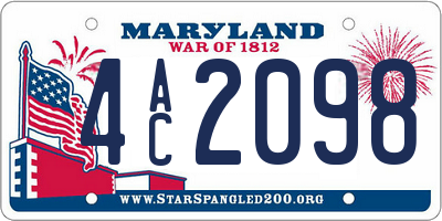 MD license plate 4AC2098