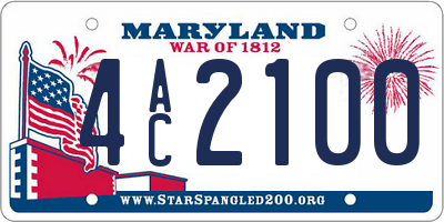 MD license plate 4AC2100