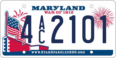 MD license plate 4AC2101