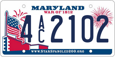 MD license plate 4AC2102