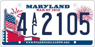 MD license plate 4AC2105