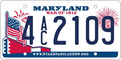 MD license plate 4AC2109