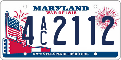 MD license plate 4AC2112