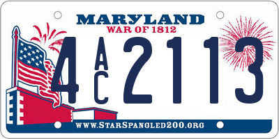 MD license plate 4AC2113