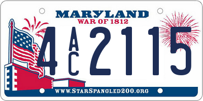 MD license plate 4AC2115