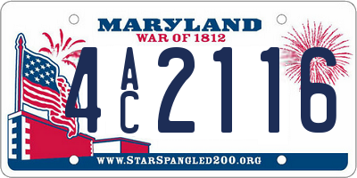 MD license plate 4AC2116