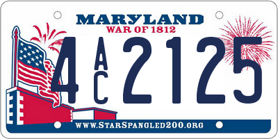 MD license plate 4AC2125