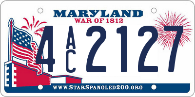 MD license plate 4AC2127