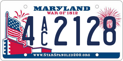 MD license plate 4AC2128