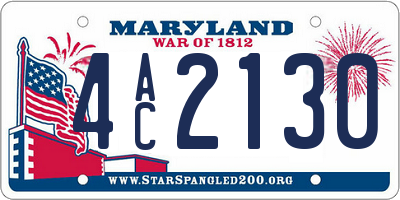 MD license plate 4AC2130