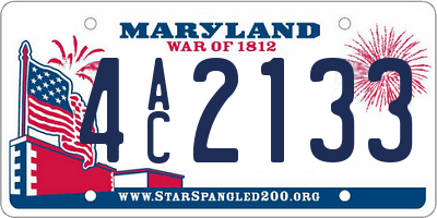MD license plate 4AC2133