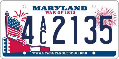 MD license plate 4AC2135