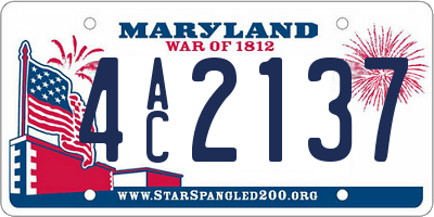 MD license plate 4AC2137
