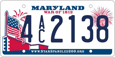 MD license plate 4AC2138