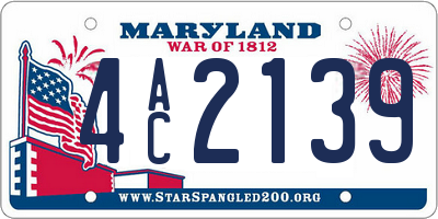 MD license plate 4AC2139