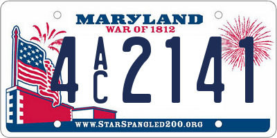 MD license plate 4AC2141