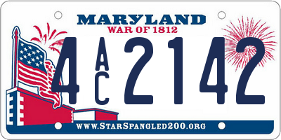 MD license plate 4AC2142