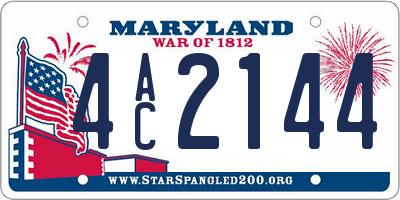 MD license plate 4AC2144