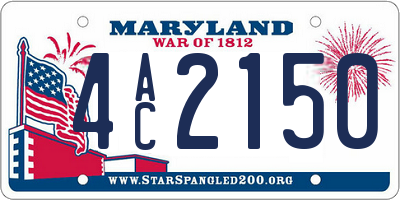 MD license plate 4AC2150
