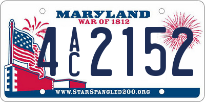 MD license plate 4AC2152
