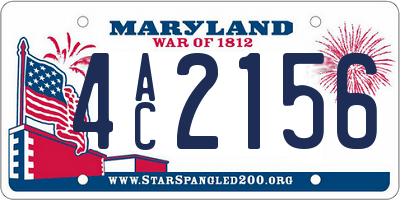 MD license plate 4AC2156