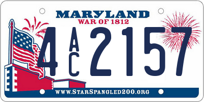 MD license plate 4AC2157