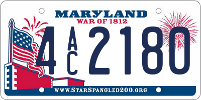 MD license plate 4AC2180