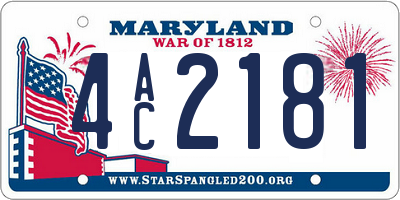 MD license plate 4AC2181