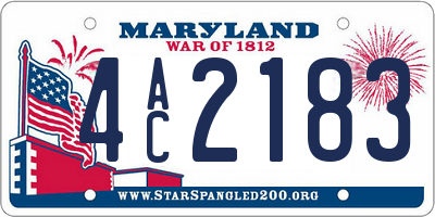 MD license plate 4AC2183