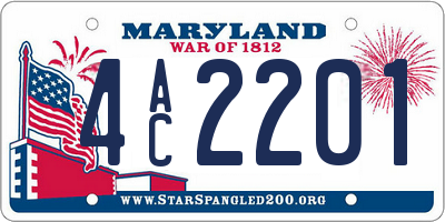 MD license plate 4AC2201