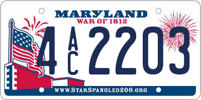MD license plate 4AC2203