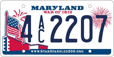 MD license plate 4AC2207