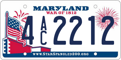MD license plate 4AC2212