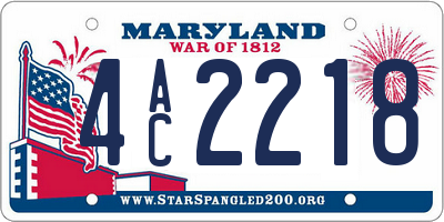 MD license plate 4AC2218
