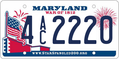 MD license plate 4AC2220