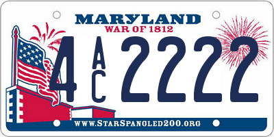 MD license plate 4AC2222