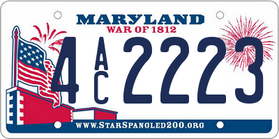 MD license plate 4AC2223
