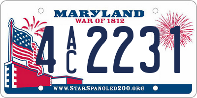 MD license plate 4AC2231